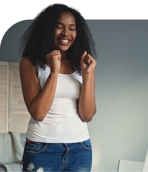 Professional woman celebrating success